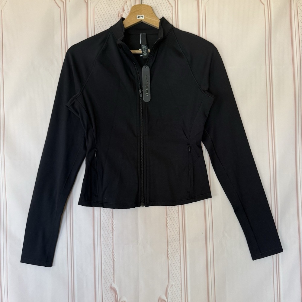 SKIMS X NIKE Matte Mock Neck Full Zip Up Top Jacket Obsidian Size M NWT